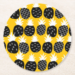 Porta-copo De Papel Redondo Ananás preto