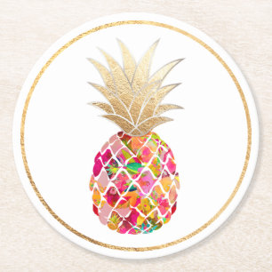 Porta-copo De Papel Redondo Ananases da Aloha da PixDezines/Fundo DIY
