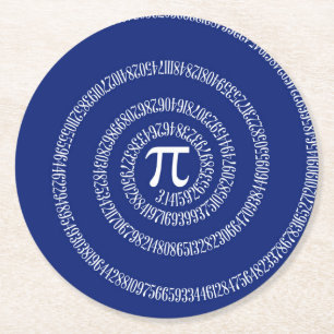 Porta-copo De Papel Redondo Anéis Espirais para Pi em Azul Marinho