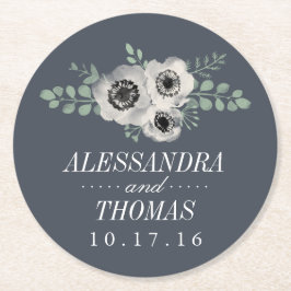 Porta-copo De Papel Redondo Anemone e Eucalyptus Wedding