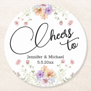 Porta-copo De Papel Redondo anima o elegante casamento floral de aquarela
