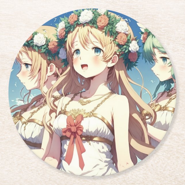 Porta-copo De Papel Redondo Anime Chor (Frente)