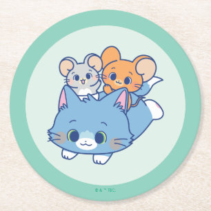 Porta-copo De Papel Redondo Anime Tom, Jerry e Tuffy