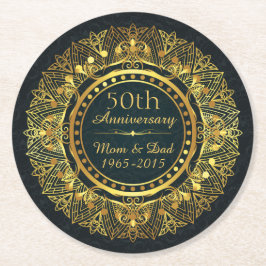Porta-copo De Papel Redondo Aniversário Clássico de Casamento 50