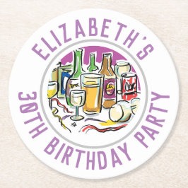 Porta-copo De Papel Redondo aniversário de 30 anos Round Paper Porta copos