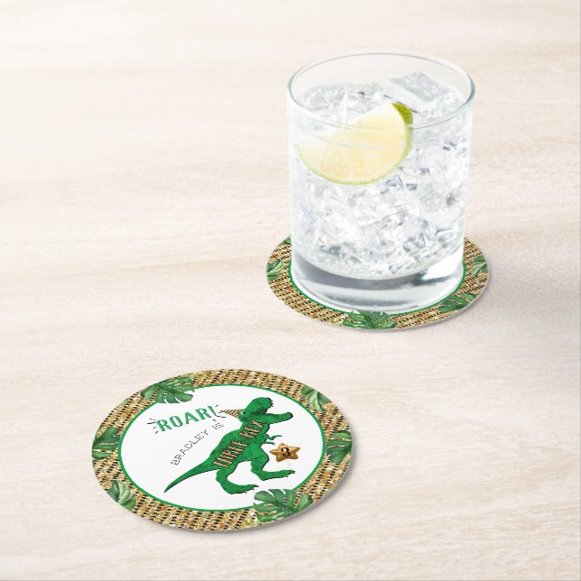 Porta-copo De Papel Redondo Aniversário de 3 anos de Dinossauro Três Rex (Insitu)