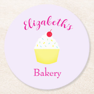 Porta-copo De Papel Redondo Aniversário de Fazer Cupcake