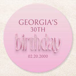 Porta-copo De Papel Redondo Aniversário de Ouros Rosa