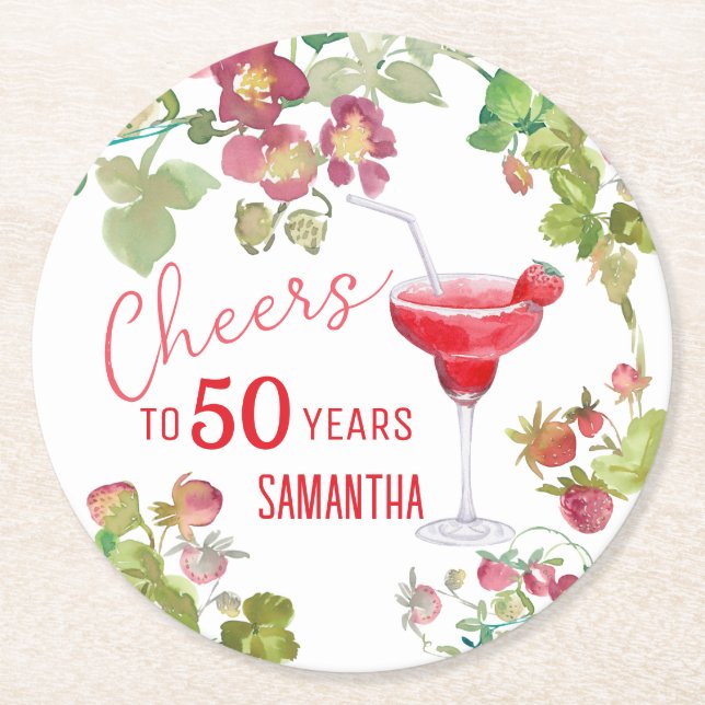 Porta-copo De Papel Redondo Aniversário do Milestone para 50 Anos (Frente)