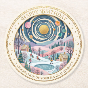 Porta-copo De Papel Redondo Aniversário Espiral Celestial Caprichoso de Invern