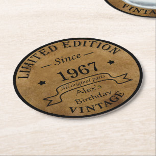 Porta-copo De Papel Redondo Aniversário personalizado em estilo vitoriano vint