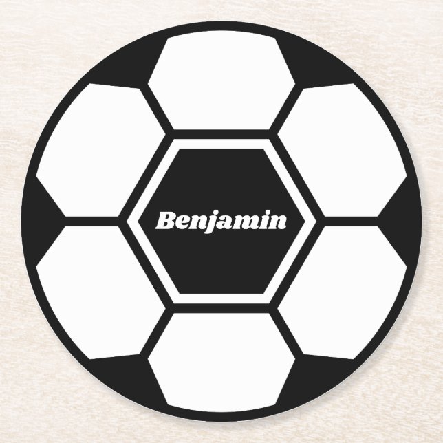 Porta-copo De Papel Redondo Apelido clássico do futebol bola de futebol (Frente)
