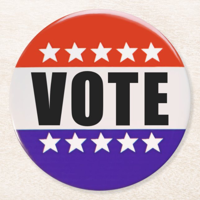 Porta-copo De Papel Redondo Apenas vote Portas copos redondas (Frente)