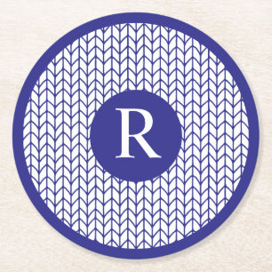 Porta-copo De Papel Redondo Apoios de copo redondos de papel KNIT BLUE LINE +
