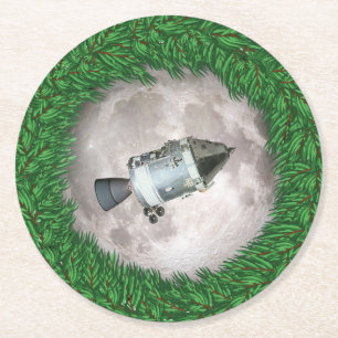 Porta-copo De Papel Redondo Apollo 8 missão da lua da véspera de Natal