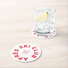 Porta-copo De Papel Redondo Après Ski Club Winter Red Ski Resort Crest