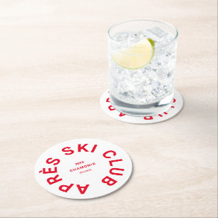 Porta-copo De Papel Redondo Après Ski Club Winter Red Ski Resort Crest