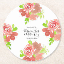 Aquarela Floral Rosa Bege Blush Folha Casamento