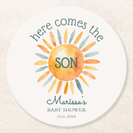 Porta-copo De Papel Redondo Aqui vem o Chá do Filho Menino