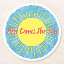 Porta-copo De Papel Redondo Aqui Vem O Personalizado Do Chá de fraldas De Aqua