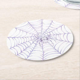 Porta-copo De Papel Redondo Aranha de Halloween Lavanda na Teia