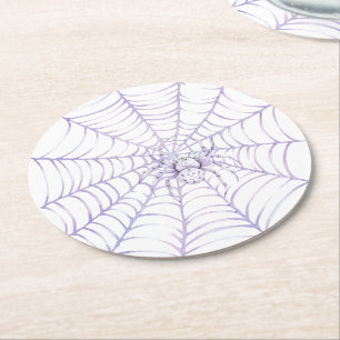 Porta-copo De Papel Redondo Aranha de Halloween Lavanda na Teia