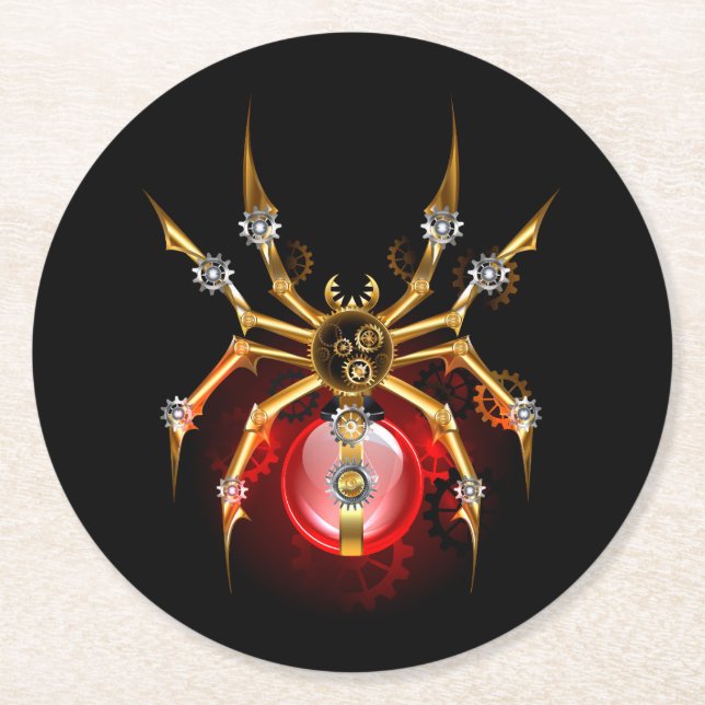 Porta-copo De Papel Redondo Aranha-do-galo em preto (Frente)
