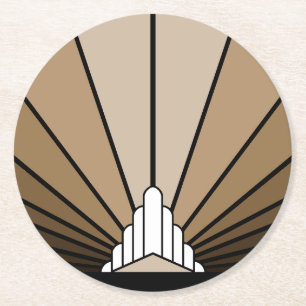 Porta-copo De Papel Redondo Art deco sun em bronzeado