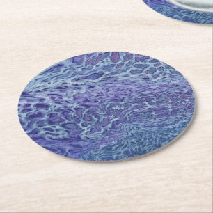 Porta-copo De Papel Redondo Arte Abstrato de Azul e Violeta