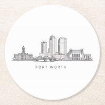 Arte de Linha da Silhueta Minimalista de Fort Wort