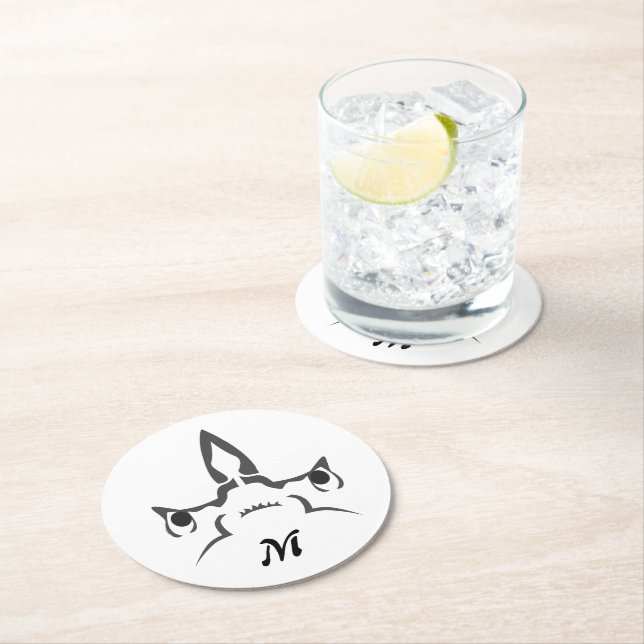 Porta-copo De Papel Redondo Arte de Linha de Tubarão-Hammerhead Irritada (Insitu)