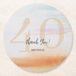 Porta-copo De Papel Redondo Artista Moderno Arco-Íris Obrigado Aniversário