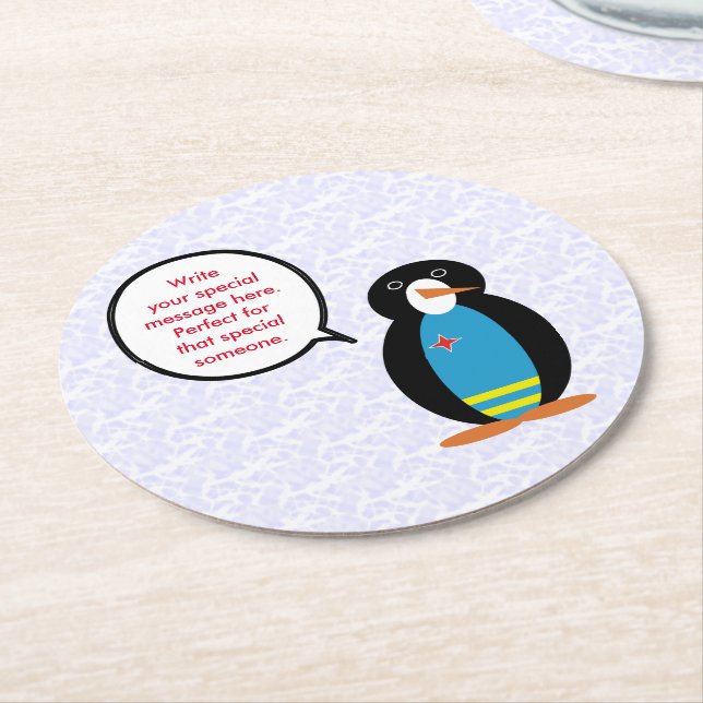 Porta-copo De Papel Redondo Aruba Flag Holiday Ms Penguin Talking (Angulado)