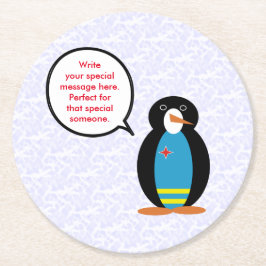 Porta-copo De Papel Redondo Aruba Flag Holiday Ms Penguin Talking