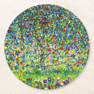 Porta-copo De Papel Redondo Árvore da Apple Gustav Klimt