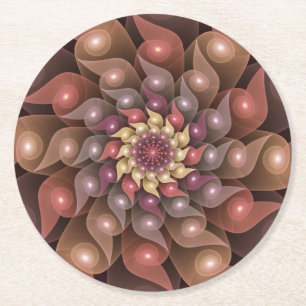 Porta-copo De Papel Redondo Asas Espirais, Arte Fractal Colorida Moderna Abstr