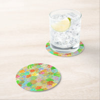 Aster & Cone flores e folhas tropicais aquarela