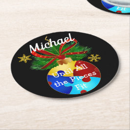 Porta-copo De Papel Redondo Autism Christmas Bauble