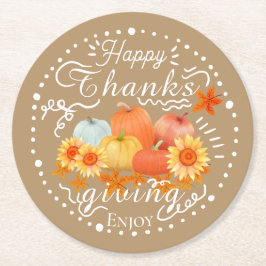 Porta-copo De Papel Redondo Autumn Pumpkin Orange