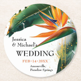 Porta-copo De Papel Redondo Aves do Paraíso Feliz