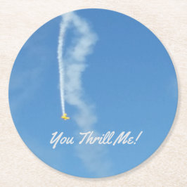 Porta-copo De Papel Redondo Avião Vintage