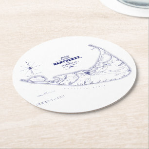 Porta-copo De Papel Redondo Azuis marinhos do mapa do vintage das MÃES da ilha