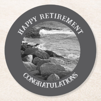 Porta-copo De Papel Redondo B & W Fotografia da Festa de Reforma do Oceano Ond