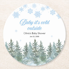 Porta-copo De Papel Redondo Baby It's Cold Outside Winter Baby Shower