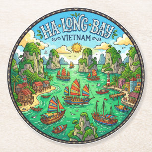Porta-copo De Papel Redondo Baía de Ha Long Vietnã