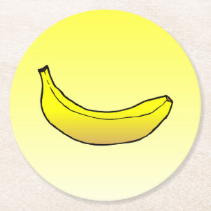 Porta-copo De Papel Redondo Banana Amarela