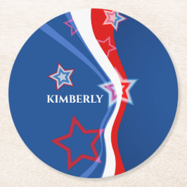Porta-copo De Papel Redondo Bandeira Abstrato americana
