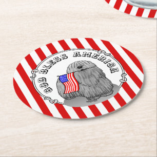 Porta-copo De Papel Redondo Bandeira Americana Patriótica USA Puli Dog (cinza)
