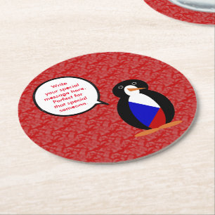 Porta-copo De Papel Redondo Bandeira da Chéquia Feriado Ms. Penguin Falando