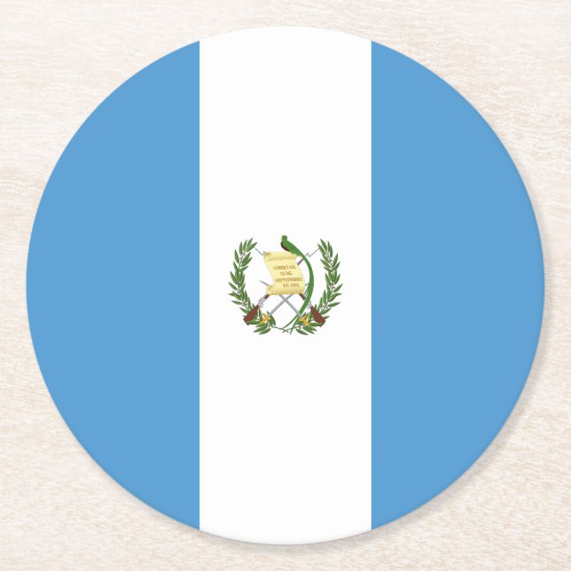 Porta-copo De Papel Redondo Bandeira da Guatemala (Frente)